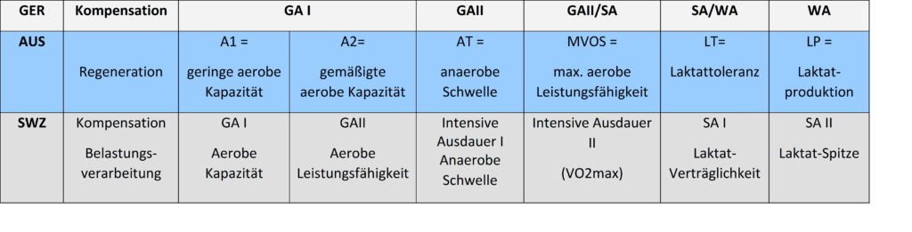 Schwimmlexikon-Trainingsbereiche